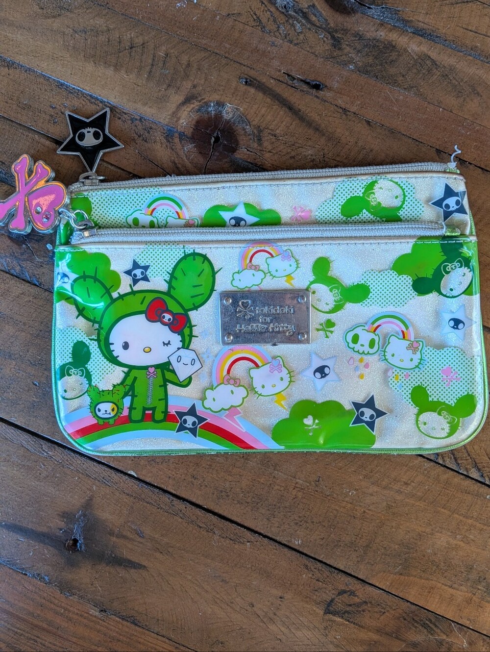 Vintage 2008 Tokidoki x Hello Kitty Cactus Friends Double Zip Pouch